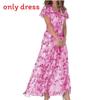 Basic Style Flowy Chiffon Floral Maxi Dress With Ruffle V Neck For Summer Casual Wear