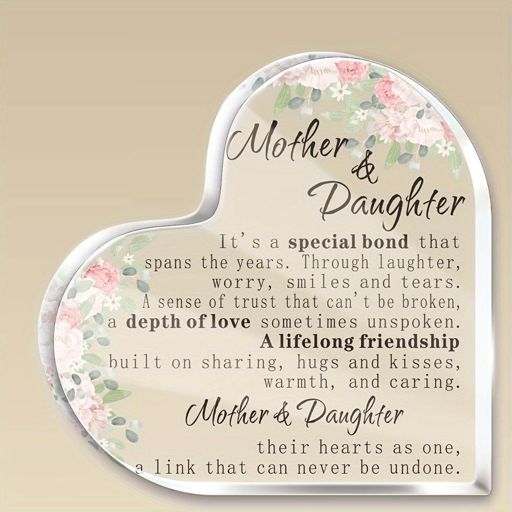 Heartfelt Heart-Shaped Plaque for Mother & Daughter - Engraved with Floral Design, Ideal Gift for Mother s Day, Birthday, Thanksgiving - 10*10cm