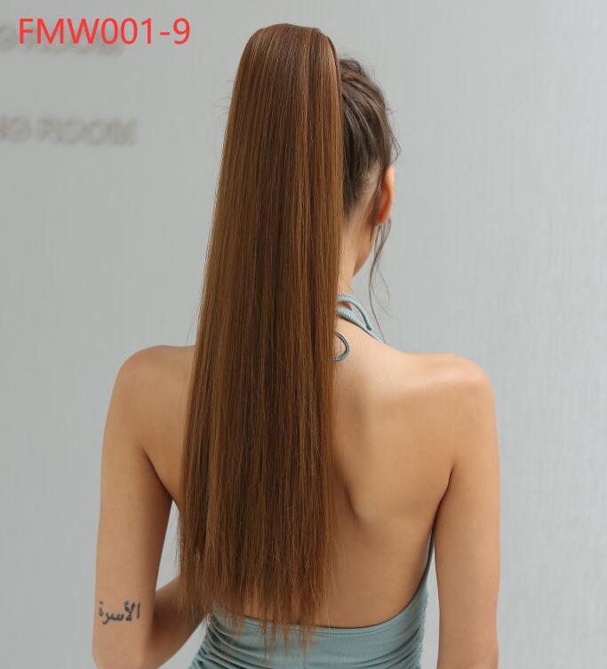 EASIHAIR Long Straight Wrap Around Clip In Ponytail Hair Extension Synthetic Pony Tail Fake Hair Brown Blonde False Afro Hairpieces Wig