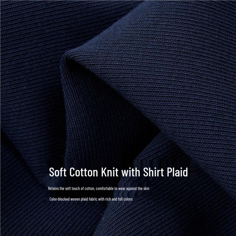 Giordano Designer Faux Two-Piece Plaid Lapel Sweatshirt