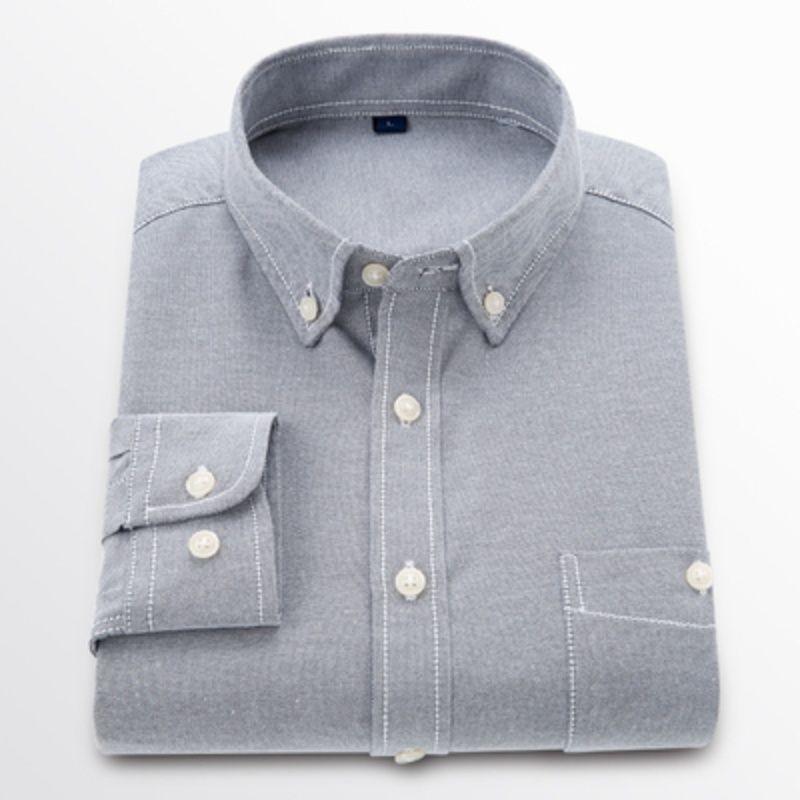 

Spring and Summer Man Chic Lapel Shirt Long-sleeved Solid Shirt Fashion Chic Business Slim Shirt Button Top S сірий