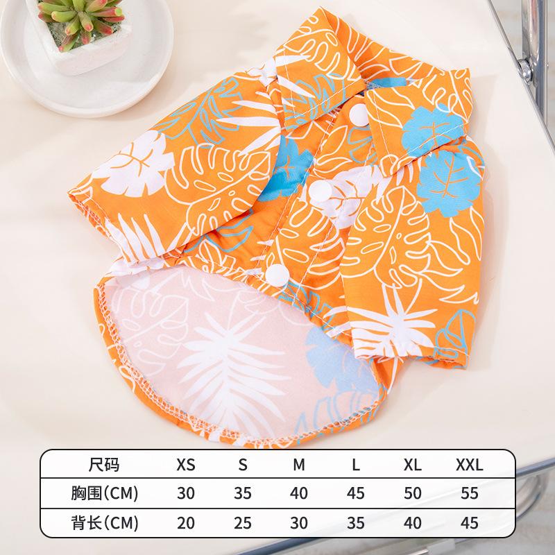 Pet Beach Leaf Shirt Hawaiian Dog Cat Golden Retriever Clothes Spring Summer Thin Breathable T-shirt Korean Version XS