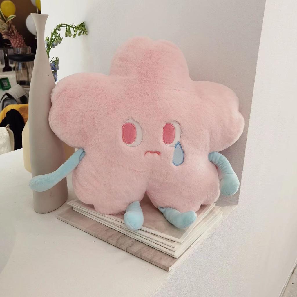 Flower Shape Plush Toy Crying Lively Stylish Stuffed Flower Toy for Living Room Balcony Office Pink