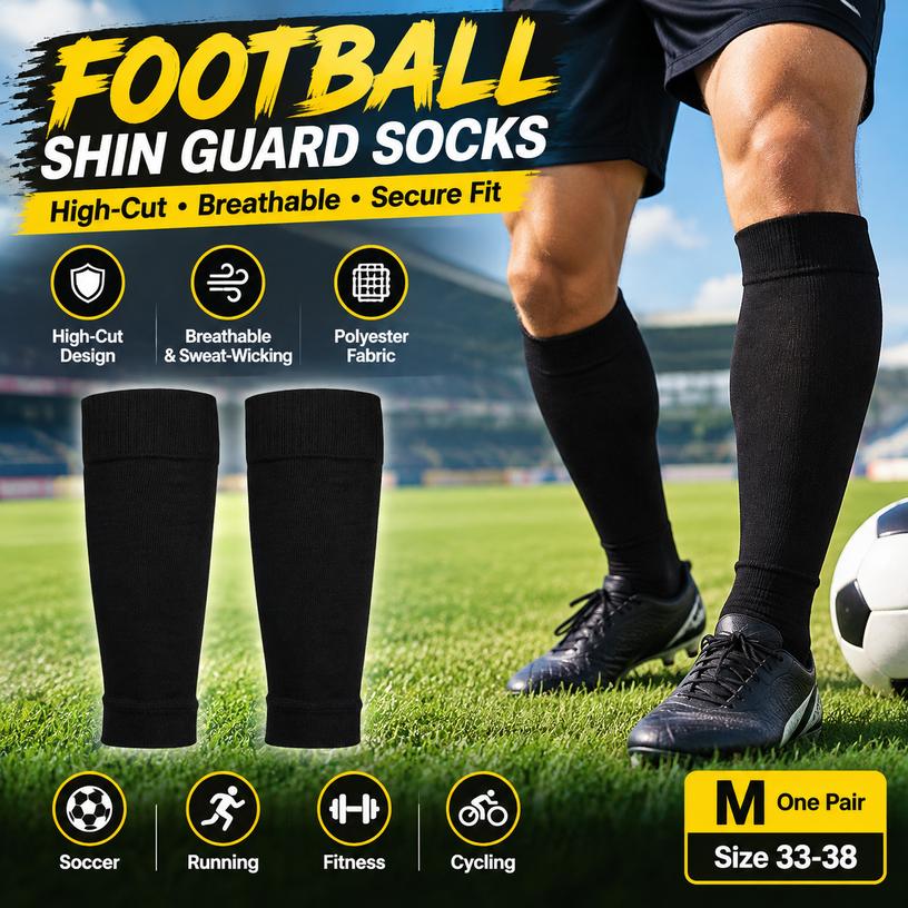 Football Shin Guard Socks M Size High-Cut Breathable Non-Slip