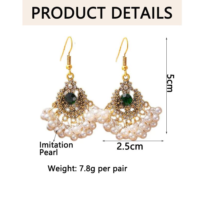 Vintage Bohemian Imitation Pearl Clip on Earrings for Women Fashion Exaggerate Ethnic Court Earrings Party Statement Jewelry