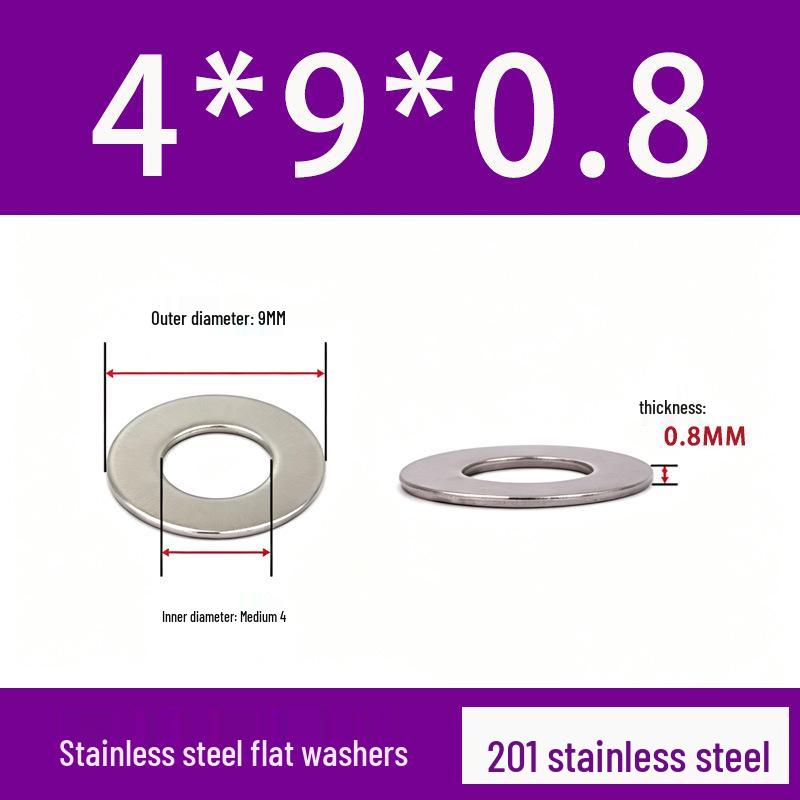 201 Stainless Steel Rust-proof Flat Washer - National Standard Hardware Fasteners with Complete Specifications, In Stock.