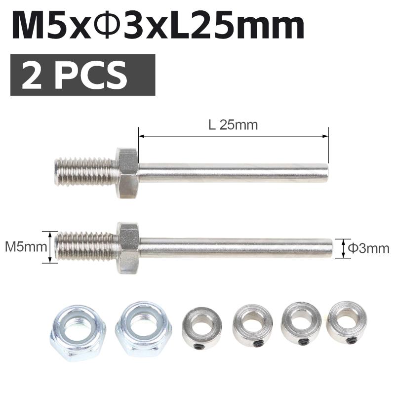 2 Pcs Precision Steel Wheel Axles with Stop Nuts 3/4/5/6MM for RC Aircraft Landing Gear Assembly