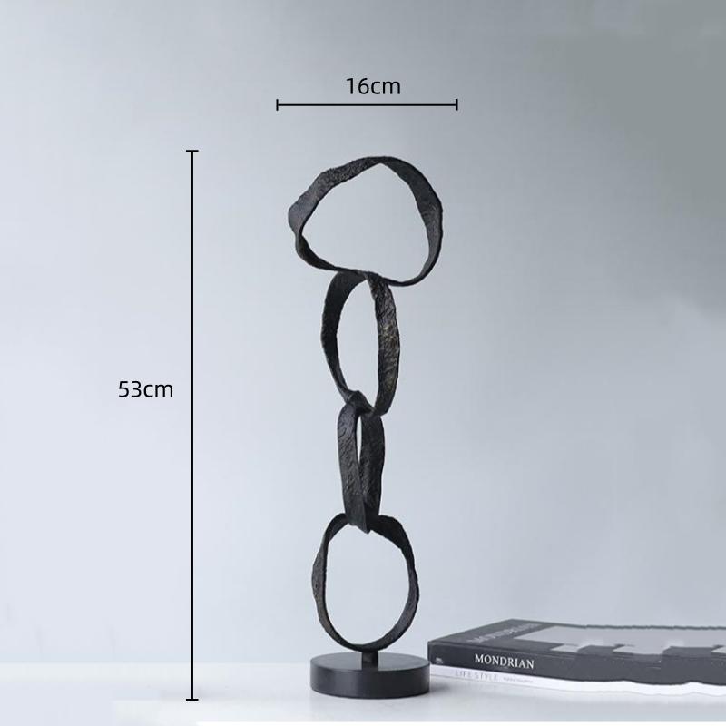 Abstract Metal Geometric Circle Ornament Silver Hoop Irregular Sculpture Decorative Figurines Home Decoration Accessories