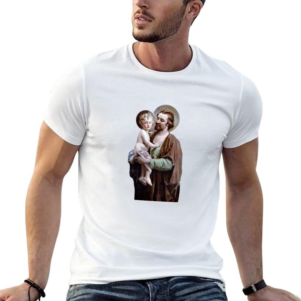 Saint Joseph And Baby Jesus Transparent Background Design Tshirt Lightweight Running Tshirt