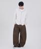 GLW Curved Cut Wide Cotton Pants Brown