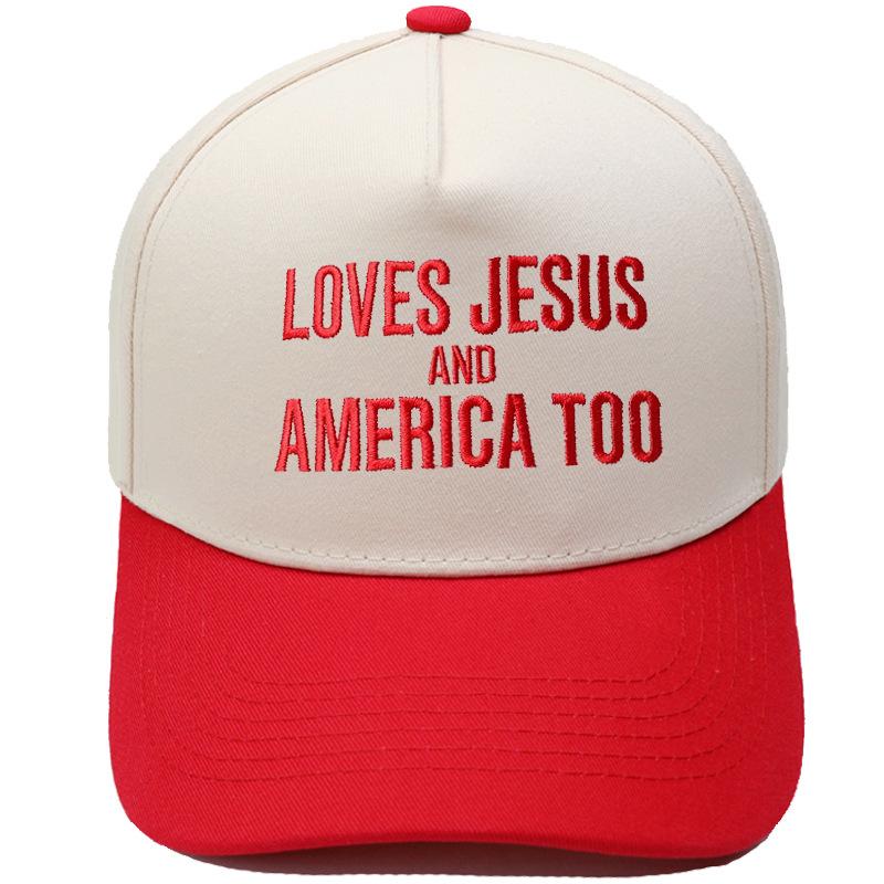 LOVES AMERICA embroidered truck driver baseball cap color matching European and American men's and women's casual sun hat
