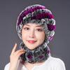 Hat Female Autumn Winter Trendy Versatile Rex Rabbit Hair Cycling Warm Ear Protection Fur Hat Scarf Set