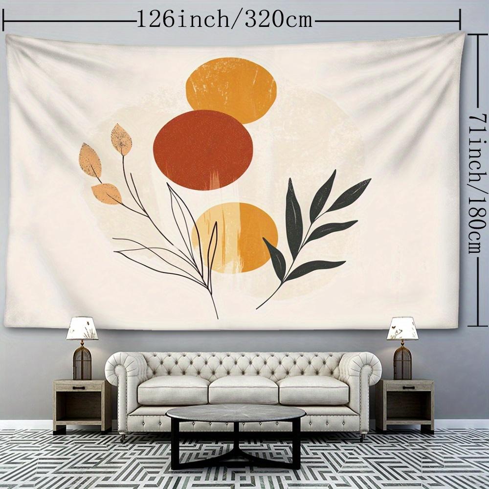 1pc Simple Plant Geometric Pattern Tapestry, Nordic Style Elegant Wall Hanging Bohemian Home Decor for Living Room Bedroom Holiday Gift with Installat