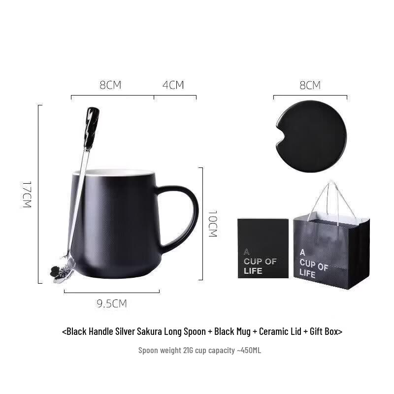 Ceramic Mug with Lid and Spoon