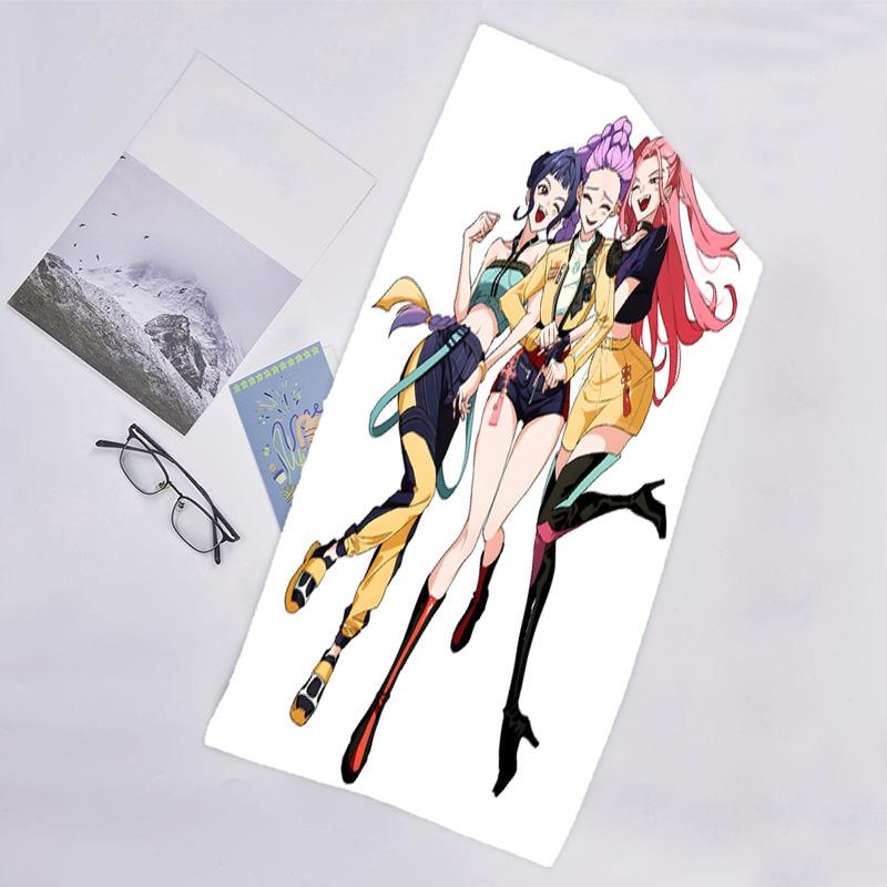 1pc KPop Demon Hunters11 Beach Towel, Beach and Seaside Swimming Pool Equipment, Fashion Pattern, Rectangular, Travel Essentials