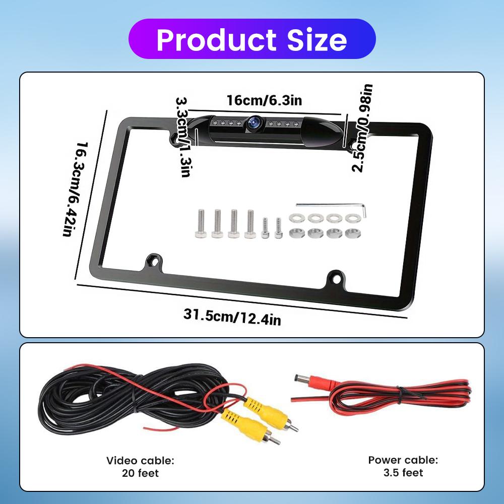 American License Plate Frame Waterproof Car Rear View Camera US Reverse Backup Camera IR Night Version Parking Assistance 8LED