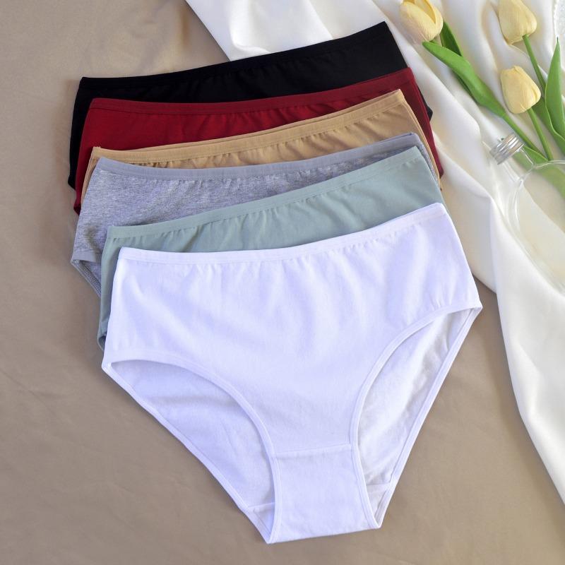 Women S High Waist Pure Cotton Solid Color Plus Size Underwear For Ladies
