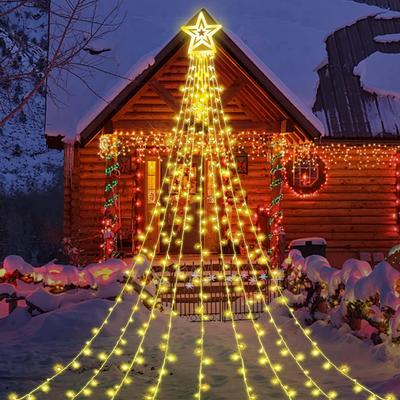 LED Star Waterfall Lights Indoor/Outdoor Christmas String Lights for Xmas Tree Ornaments Home Decor Navidad Gifts New Year