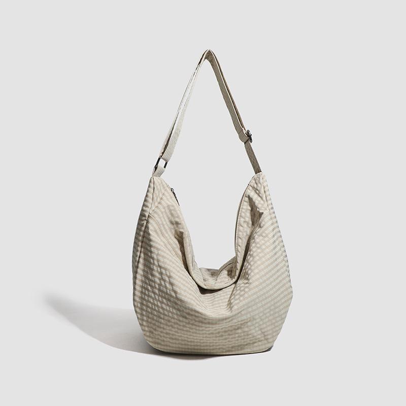 

Легкая повседневная универсальная клетчатая холщовая сумка-тоут через плечо Niche Ins Lazy Style