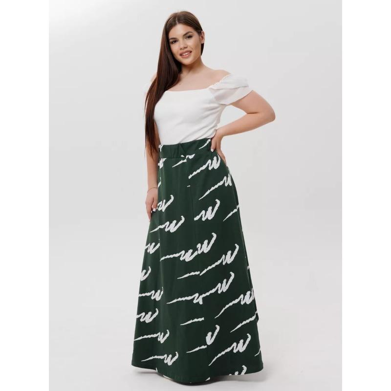 Damen Midi-Rock mit Print, Elastischer High-Waist Fließender A-Linien-Rock