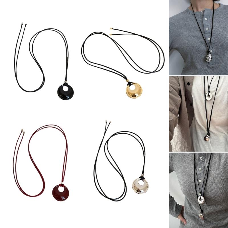Fashionable PU Leather Necklace Versatile PU Leather Necklace With An Elegant Fortune Rings Designs for Women