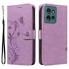 For Motorola Edge 50 5G PU Leather Cases Flower Pattern Wallet Stand Phone Cover with Strap