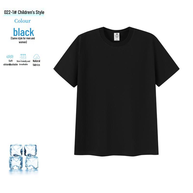 Kids Pure White Short-Sleeve T-shirt - Boys Base Layer, Girls Summer Cotton 110 cm чёрный