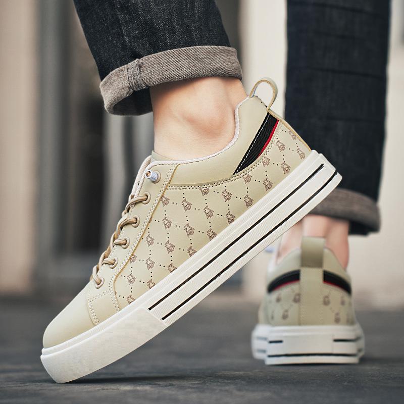 

Spring board shoes flat comfortable simple wear-resistant trend casual shoes student outdoor soft sole Internet celebrity street shot men s shoes 44 бежевий