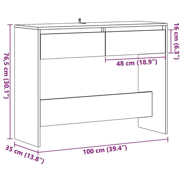 VidaXL Console Table Artisan Oak 100x35x76.5 Cm Engineered Wood, Sofa End Table, Hallway Tables, Support of 856785