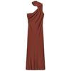 Zaprha 2025 Summer New Asymmetric Scarf Side Fold Design Midi Dress 5029170
