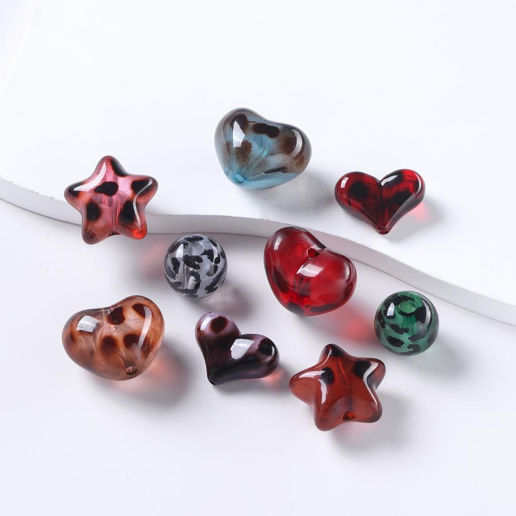 2pcs 15.5mm Acrylic Round Shaped Beads Leopard Print Spacer Loose Beads for DIY Bracelets Earrings Jewelry Making Accessories