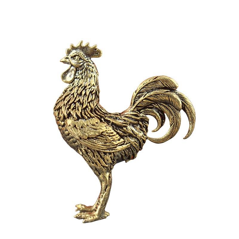 Creative Rooster Ornament Pure Brass Rooster Figurine Intricate Animal Brass Home Decor Office Gift Table Ornament