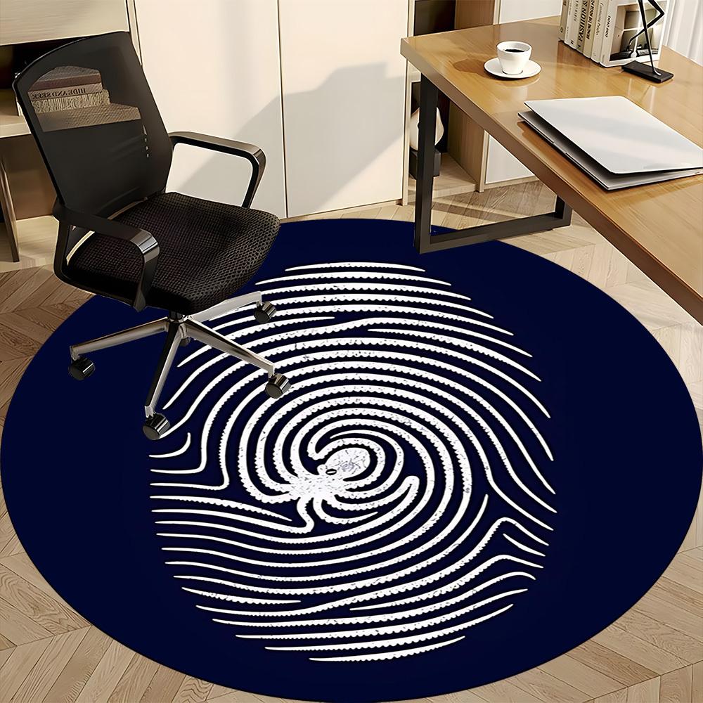 1PCFingerprint Spider Office Round Area Rug,  Mat Suitable For Office, Under Office Chairs Bedroom Living Room Home Decor, Room Deco