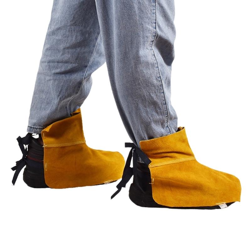 Professionelle Leder Schweißschuh-Schutzhüllen Hitzebeständig Abriebfest Schweißspritzer Schweißer Arbeits-Schuhüberzüge
