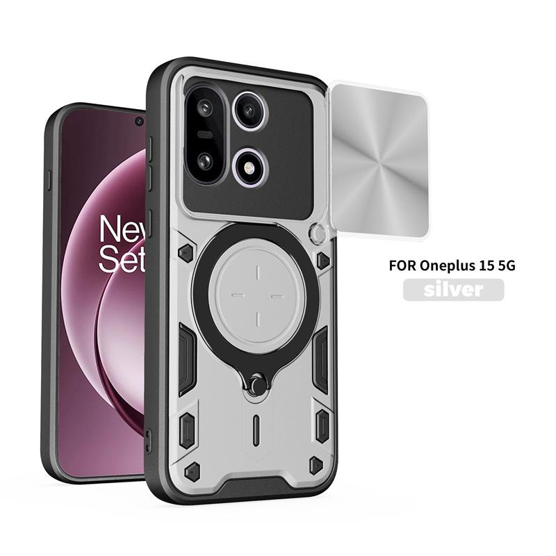 Armor Funda For OnePlus 15 5G Case Slide Camera Lens Protect Back Cover For One Plus 15 OnePlus15 Car Magnetic Holder Ring Cover