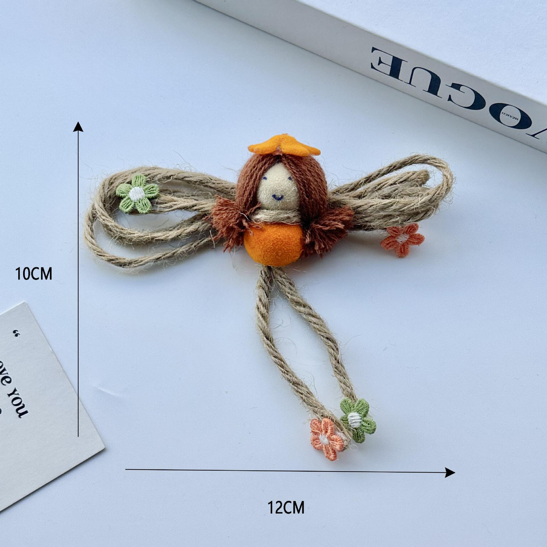 

Милая брошь для девочки из пеньковой веревки с двойным хвостиком в виде мультяшного эльфа, кулон на булавку для рюкзака, одежда, декоративные аксессуары Original оранжевый