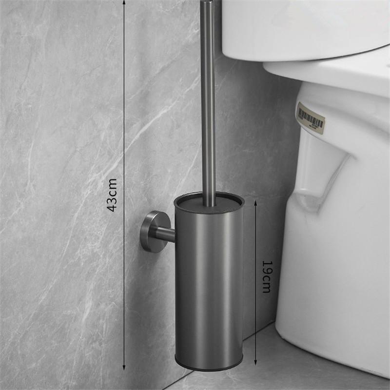 Schwarzer WC-Bürstenhalter mit Bürste, Edelstahl, graues Set zur Reinigung von Badezimmer-WC-Bürsten
