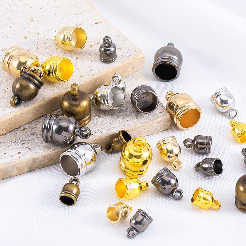50pcs Necklace End Tips Tassel Caps Leather Cord Crimps End Caps Plastic Beads Cap Fastener DIY Jewelry Making Finding Supplies