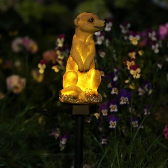 Pastoral Style Courtyard Decor Solar Meerkat Garden Light, Outdoor Waterproof LED Light with Stake, Resin Animal Yard Ornaments Cute Lamp for Walkway