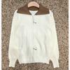 Shop   Women S 2 Way contraSt Collar lS Knit Cardigan Navy 21dS Wcd260100