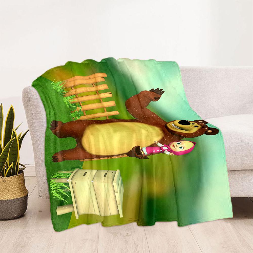 Masha Bear Blanket Warmthful Decor Great for Bedding Office Chair Office Four Seasons Universal Digital Print