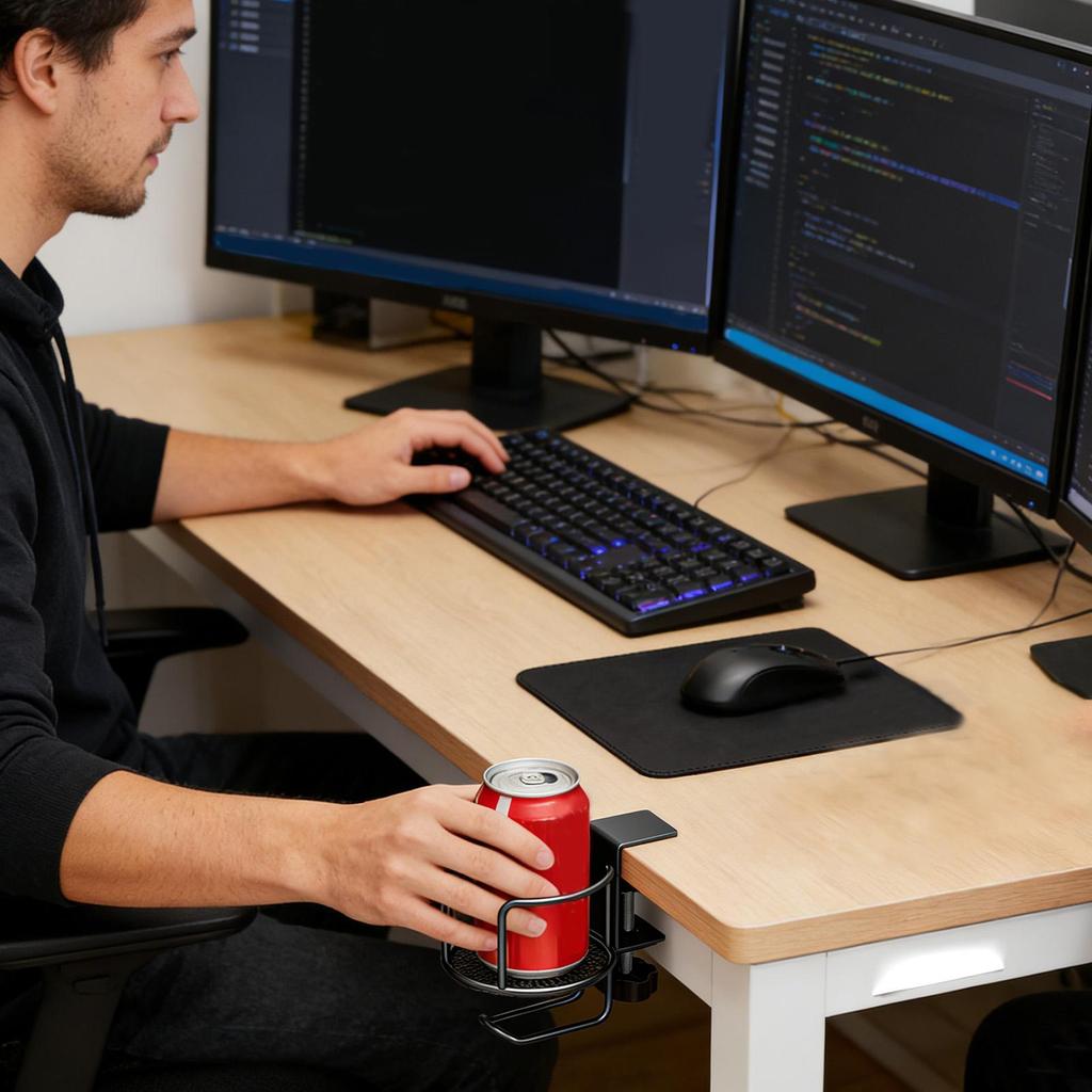 Metal Cup Holder 2-in-1 Clip On Anti-Spill Iron Home Supplies Coffee Cup Holder For Chair Couch Bed Car Boat Classroom Offices