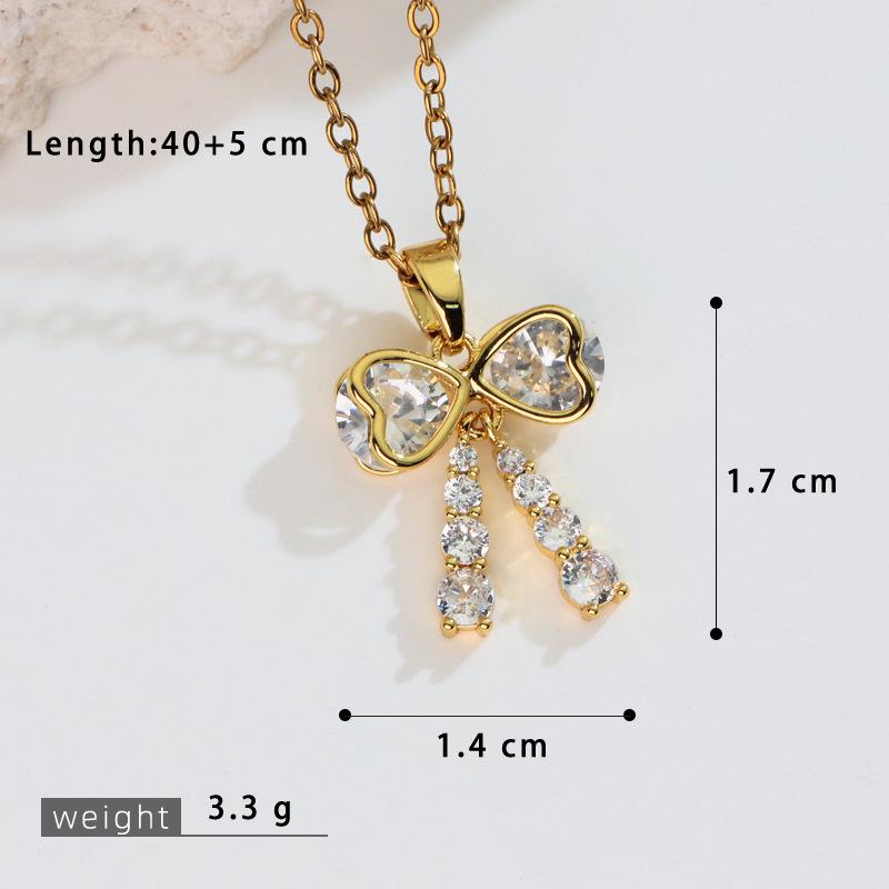 Internet Celebrity Style: Women's Sweet Bow Zirconia Necklace - Niche Design & Elegant Clavicle Pendant