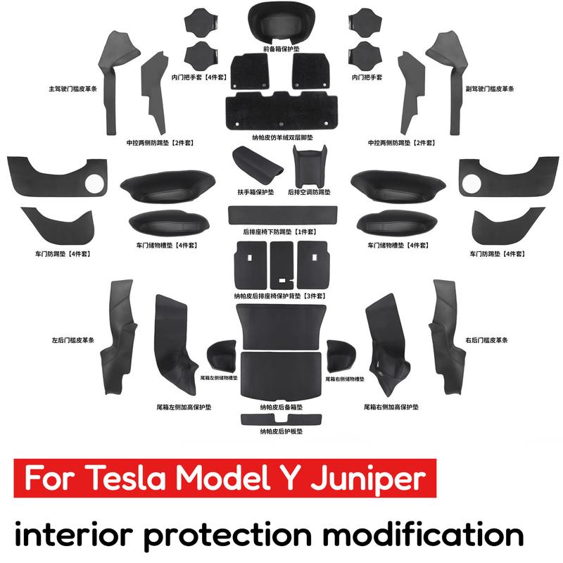 For Tesla Model Y Juniper 2025 Seat Rear Kick Pad Rear Protective Cover Front Backrest Seat Nappi material Interior Modification