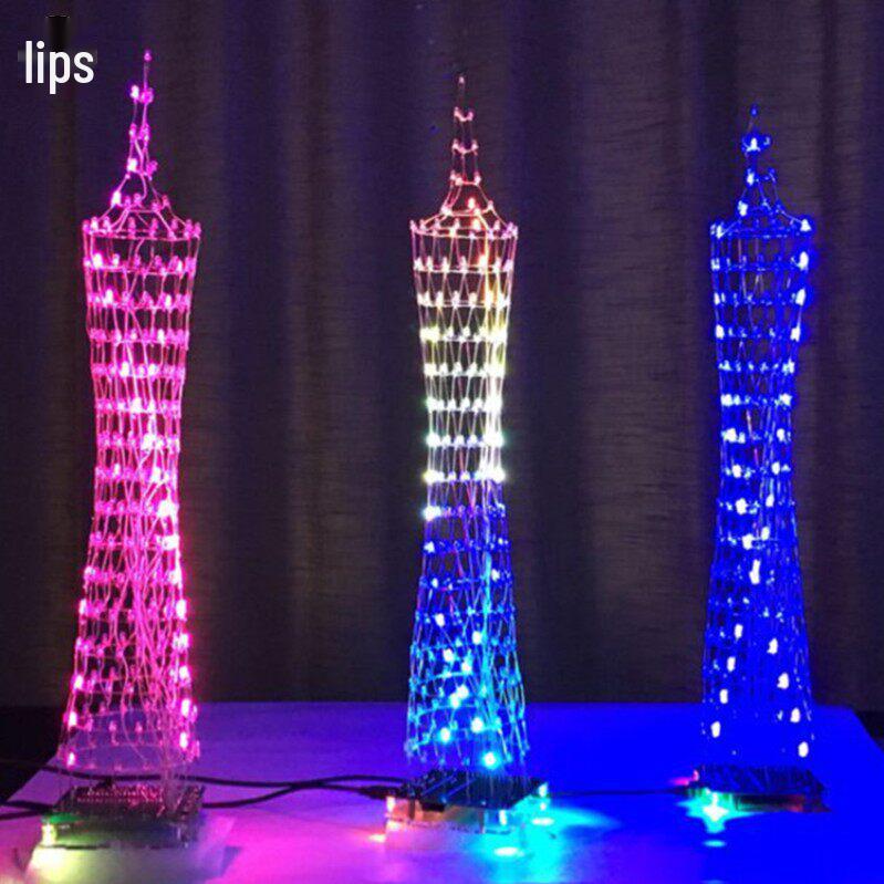 Canton Tower LED Light Cube DIY Kit: Colorful Electronic Welding Components