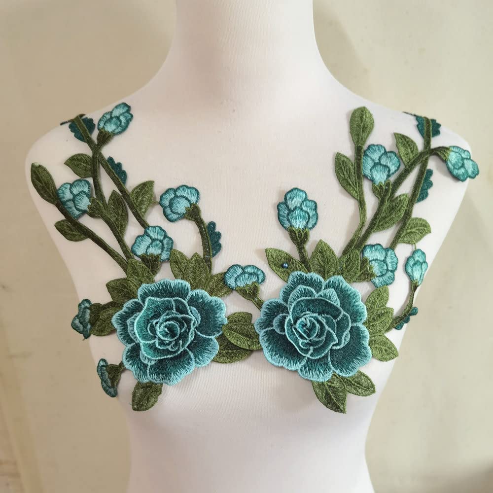 

2шт цветочная вышитая аппликация для ремонта патчей зелёный