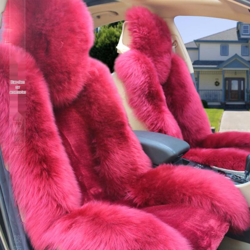 One-Piece Wool Car Seat Cushion - Plush Fur Winter Pad