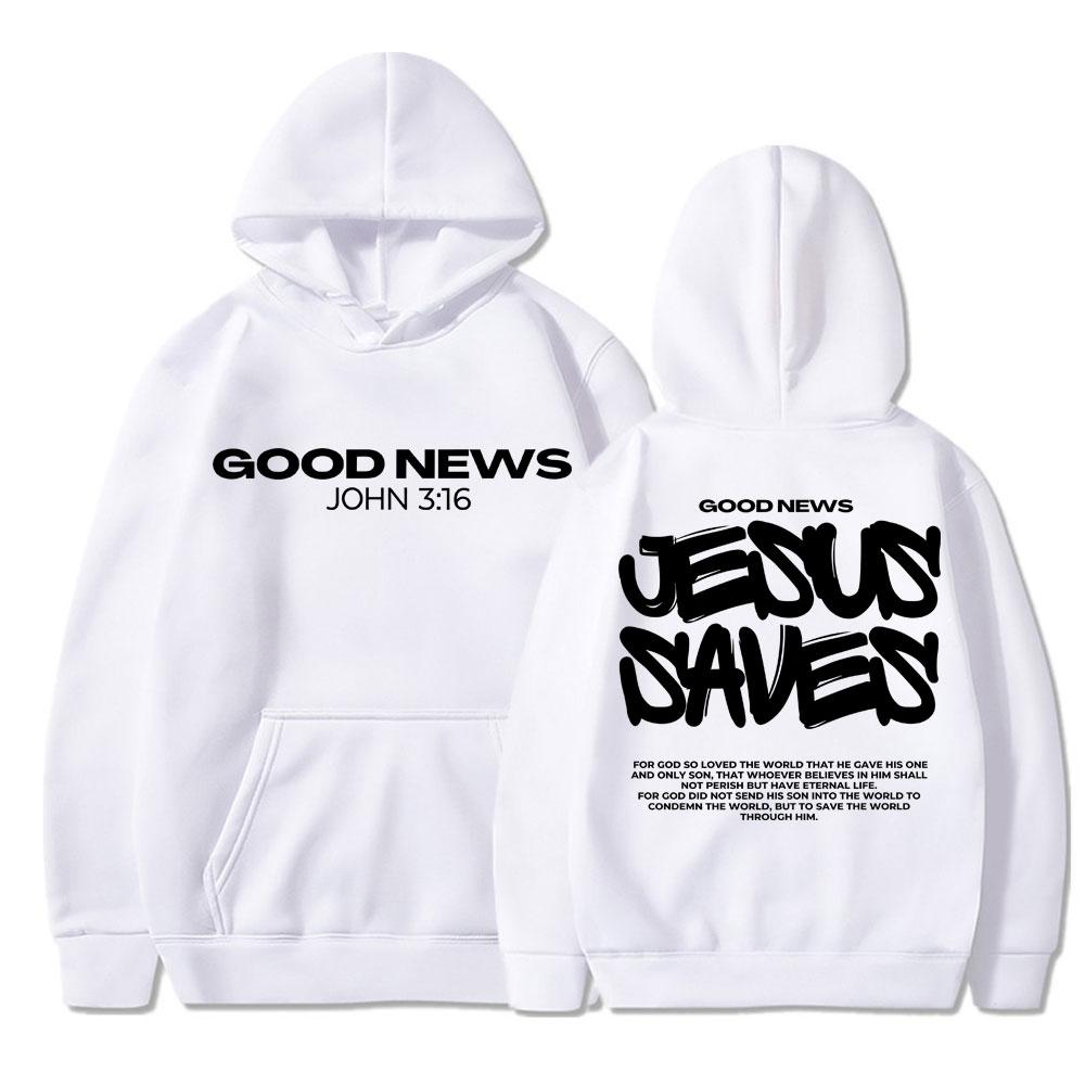 Christian Religious Jesus Saves Print Hoodie Men's Fashion Harajuku Faith Hoody Sweatshirt Fleece Oversized