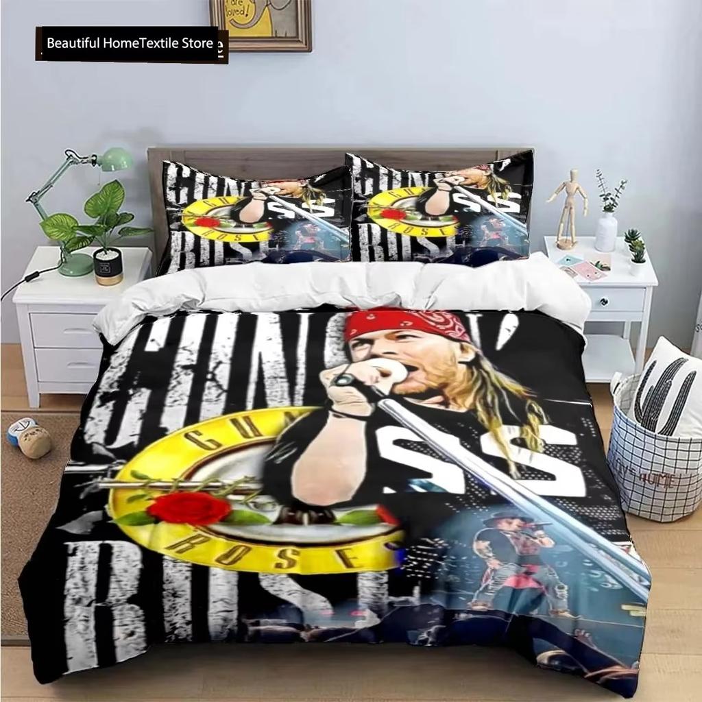 3D-tryck Guns N Roses GNR Band Retro Sängkläder Pojkar Flickor Twin Queen King Size Påslakan Örngott Säng Pojkar Vuxen