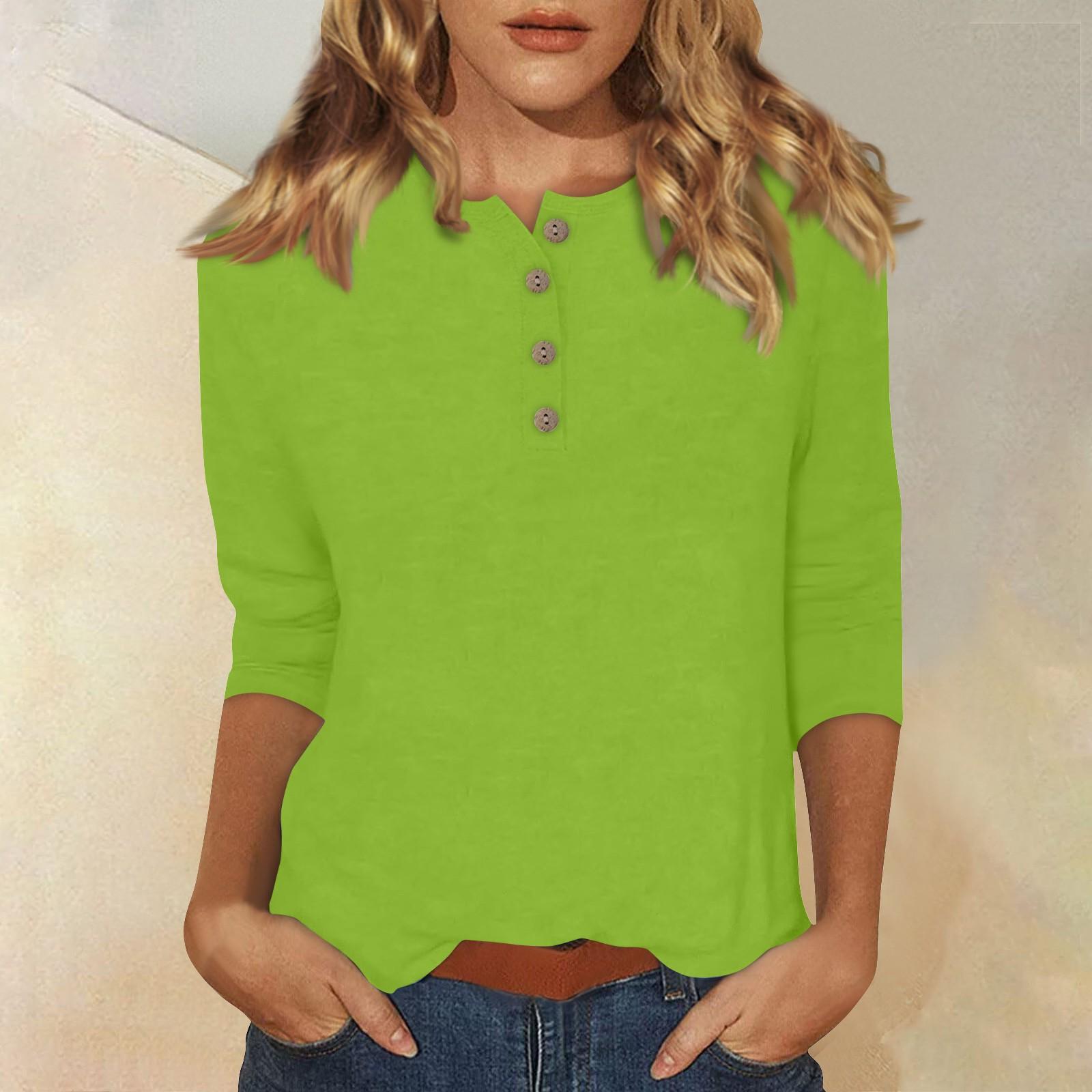 

Женские футболки с милым принтом, блузки, повседневные базовые топы больших размеров, пуловеры для рубашек с рукавами 3/4 XXXL зелёный